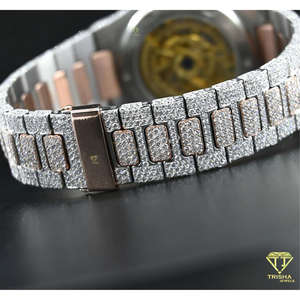 Montre Hip Hop personnalisée haut de gamme, cadran squelette, diamants Moissanite VVS, en argent sterling 925, par Trisha Jewels - Product Image 3