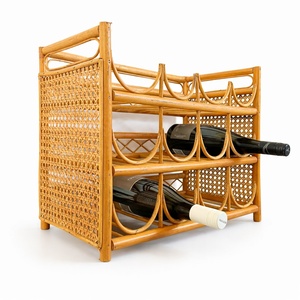 Wine bottle storage <b>shelves</b> natural rattan liquor holder stand best price wholesale decor rack stands - Product Image 2