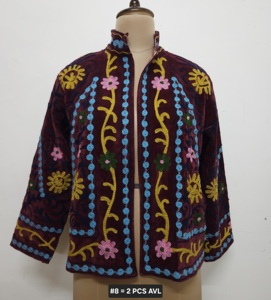 Velvet Suzani Elegent Embroidered free size <b>jacket</b> <b>in</b> bohemian traditional floral paisley for <b>Women</b> for all seasons - Product Image 3