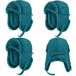 Gorro de esquí color verde azulado, resistente al viento, cálido, con protección para los oídos, para adultos, uso en exteriores en invierno - Product Image 2
