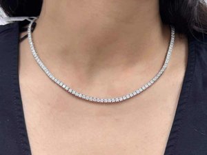 Fine Jewelry Hip Hop 925 Sterling <b>Silver</b> VVS Lab Grown Diamond Round Tennis Chain Necklace for Men Women - Product Image 2