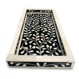 Exclusive Handmade Bone Inlay Round Coffee Table Accent <b>storage</b> <b>Tray</b> with Timeless Mosaic Craftsmanship for Elegant Home - Product Image 6
