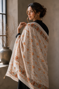 Chal de Viscosa Bordado a la Moda con Estampado Floral Artístico Digital, Flecos Largos, Suave, Cálido y Transpirable para Invierno, para Mujer - Product Image 4