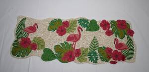 Handmade Fabric <b>Table</b> <b>Mat</b> With Flamingo And Tropical Leaf Design Irregular Shape Novelty Decor - Product Image 2