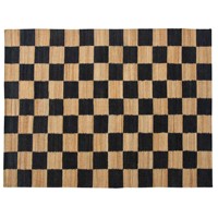 Natural Black Checkered Handwoven Jute Area Rug Rustic Farmhouse Indoor Carpet Eco Friendly Living Room Bedroom Decor