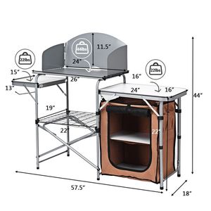 Portable Foldable Outdoor <b>BBQ</b> Grilling <b>Table</b> with Windscreen Bag for Camping - Product Image 5