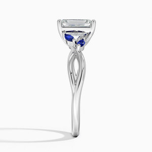 Bague BOJ 057 en argent 925 avec coupe émeraude, accents de saphir, bague en moissanite certifiée GRA 2ct D, pour mariage ou anniversaire - Product Image 3