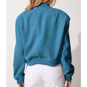 Custom <b>Women</b> <b>Bomber</b> <b>Jacket</b> <b>Lightweight</b> Casual Streetwear Zip Up Varsity Style Windproof Fashion Outerwear Unbranded OEM ODM - Product Image 4