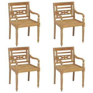 Set di 4 Sedie da Giardino Batavia in Legno di Teak Massiccio con Cuscini - Product Image 3