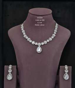 Conjunto de Collar y Pendientes de Plata con Circonita Cúbica 12434, Diseño de Gota de Pera, Chapado en Rodio, Joyería Nupcial para Boda, Compromiso, Fiesta, Regalo - Product Image 1