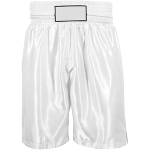 <b>White</b> Boxing <b>Shorts</b> <b>Men</b> Regular Fit 100 Polyester Durable Martial Arts Wear Adult Size Front Logo - Product Image 1