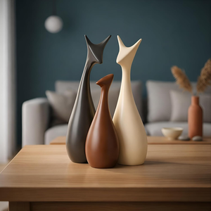 Décoration d'intérieur - Figurines en céramique effet mat Famille de cerfs porte-bonheur - (Ensemble de 3) - Product Image 6