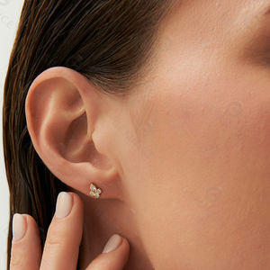 Pendientes de Diamantes Cultivados en Laboratorio, Corte Marquesa y Tres Redondos, en Oro, Oro Rosa, Oro Blanco o Plata, VVS VS D E F, para Mujer - Product Image 5