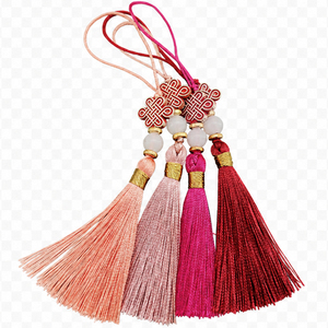 [Goyu] Ornement Norigae coréen traditionnel en acrylique carré avec nœud infini et pompon, pendentif décoratif, cadeau de Noël porte-bonheur - Product Image 2