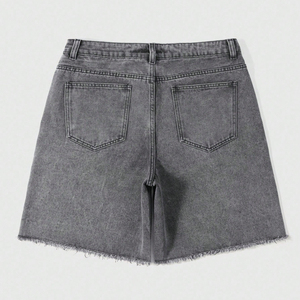 Shorts en jean gris délavé rétro pour femme, taille mi-haute, imprimé notes de musique personnalisées, style vintage, décontracté, mode streetwear, été - Product Image 4