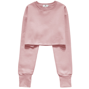 Best Selling Women's 100% Cotton Fleece Crop <b>Top</b> Color Block Sweatshirt Breathable Winter Autumn Casual - Product Image 3