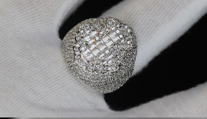 Men's Hip Hop Style Cluster <b>Cross</b> <b>Ring</b> with Baguette Cut Moissanite Diamond 925 Sterling <b>Silver</b> Rhodium Plated Engagement <b>Ring</b> - Product Image 2