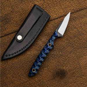Couteau de chasse personnalisé haut de gamme avec manche noir et orange et étui en cuir |   Couteau de plein air à lame fixe fait main - Product Image 3