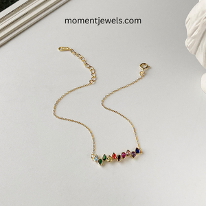 Rainbow Zircon Chain Link <b>Bracelet</b> Gold Plated 925 Sterling Silver Adjustable Charm <b>Bracelet</b> for Women Gift Party - Product Image 1