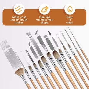 Set Professionale di 26 Pennelli per Pittura Acrilica, Gamma Completa di Misure, Manico Corto, Punta Larga e Piatta - Preferito dagli Artisti, Versione Migliorata da 26 Pezzi - Product Image 2
