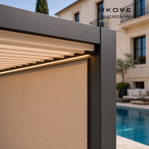 ศาลาทรงตัวแอล RKOVE RK-S3 ขนาด 5*7 เมตร ทำจากอลูมิเนียม พร้อมหลังคาบานเกล็ด สำหรับสระว่ายน้ำในวิลล่า ศาลาอลูมิเนียมอัจฉริยะ พร้อมมอเตอร์ควบคุมบานเกล็ด - Product Image 3