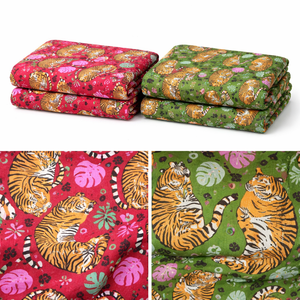 Tissu en coton peigné tissé léger, absorbant l'humidité, respirant, écologique, uni, imprimé tigre, Le Souvenirs - Product Image 1