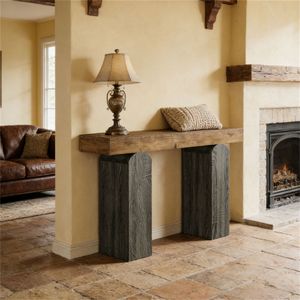 Vintage Two-Color Design <b>Console</b> <b>Table</b> Farmhouse Entrance Foyer <b>Table</b> with <b>Storage</b> Desk Features - Product Image 3