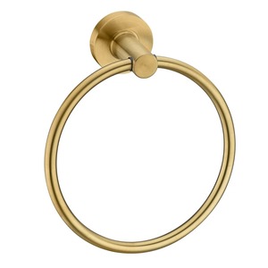 Minimalist <b>Wall</b> Mounted Metal Towel Ring Circular Rust Resistant Bathroom Storage Holder Single Tier Brushed Gold Finish - Product Image 5
