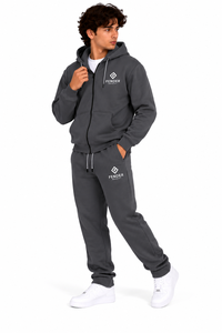 Ensemble de survêtement molletonné épais personnalisé pour homme – Sweat à capuche zippé et pantalon de jogging – Tenue décontractée deux pièces style streetwear et sportswear pour homme - Product Image 3