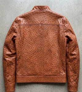 Men's <b>Vintage</b> Full Ostrich Genuine Leather Casual <b>Jacket</b> Western Wear <b>Bomber</b> Riding Racing Leather <b>Jacket</b> for Men - Product Image 6