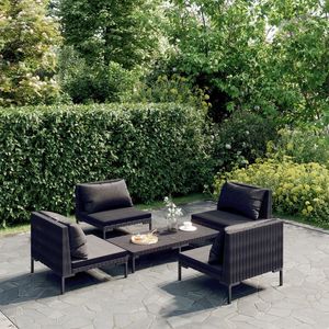 Set Lounge da Giardino Grigio Scuro 4 Posti in Rattan Arredamento da Esterno Design Contemporaneo - Product Image 1