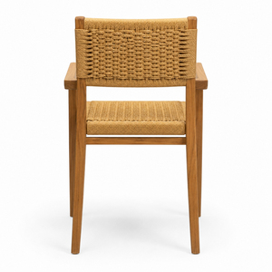 Chaise de salle à manger moderne en teck massif de qualité supérieure, Kaloka, avec dossier et assise tressés à la main, pour utilisation en restaurant, mobilier de salle à manger - Product Image 2