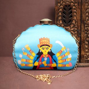 Pochette élégante Blue Durga Maa pour femme, idéale pour les occasions formelles et festives - Product Image 1
