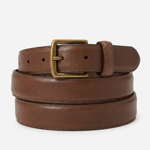 Ceinture en cuir véritable pour homme, marron, en cuir de vachette pleine fleur, boucle ardillon en laiton vintage, décontractée ou habillée, avec logo personnalisé, vente en gros, fabricant - Product Image 6
