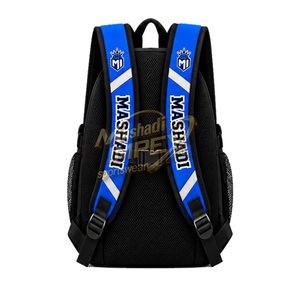 Mochila de baloncesto Mashadi para niños, color azul, gran capacidad, con bolsillo lateral de malla, compartimento para computadora - Product Image 2