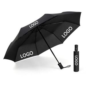 Fully Automatic Three-Folding Modern Travel <b>Iron</b> Tube Advertising Umbrella Sun Rain Protection <b>8</b> Ribs Custom Logo Printing - Product Image 1