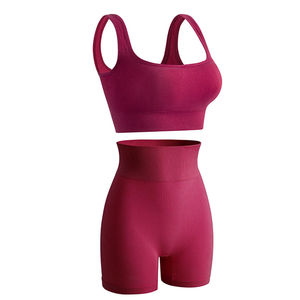 Women Comfortable Active Wear Two Piece Fitness Clothing Set With Support Top And High Waist Stretch Bottom For Daily Exercise - Product Image 3
