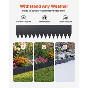 Bordatura per Giardino in Acciaio Zincato, Confezione da 6, 40 x 10 Pollici, Forniture per Giardino in Metallo Resistente con 8 Clip di Montaggio - Product Image 2