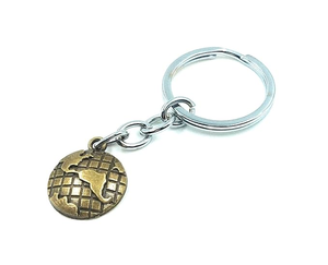 Porte-clés globe terrestre vintage en laiton antique, pendentif carte du monde, accessoire souvenir de voyage - Product Image 3