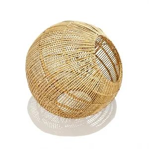 Lámpara Colgante de Ratán Tejida a Mano, Estilo Contemporáneo, Ecológica, Redonda, Acabado Natural, Decoración Interior para el Hogar - Product Image 1