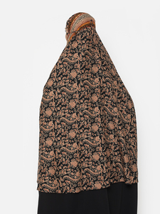Reversible Long <b>Hijab</b> With Striped And Floral Pattern Polyester Women Adult Traditional Scarf For Daily Wear All Seasons - Product Image 5