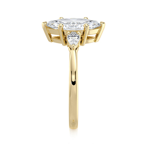 แหวนแต่งงานเพชรทรงมาร์คีส์ 3 เม็ด ทองคำแท้ 14K เพชรเลี้ยงในห้องปฏิบัติการ ประดับเพชรทรงหยดน้ำด้านข้าง ชุบโรเดียมอย่างหรูหรา ได้รับการรับรองจาก IGI - Product Image 4