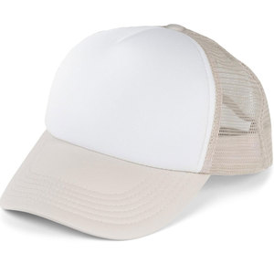 White and Trucker <b>Cap</b> Mesh Back Adjustable Unisex Baseball <b>Hat</b> Solid Color Casual Spring Summer 6-Panel Design - Product Image 1