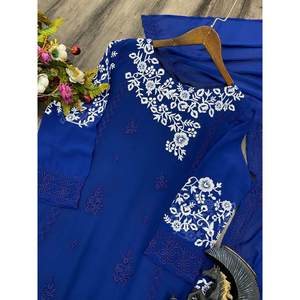 งานปักผ้าจอร์เจียสำหรับนักออกแบบพื้นล่างสุดด้วยสีฟ้า - Product Image 2