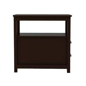 Brown Narrow End Table Nightstand with Two Drawers and Open Shelf Console Tables Product - Product Image 4
