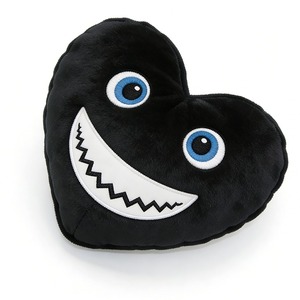 Black Heart-<b>Shaped</b> Plush <b>Pillow</b> With Blue Eyes And Zigzag Smile Soft Stuffed Toy For Stress Relief Unisex 11CM-30CM - Product Image 3