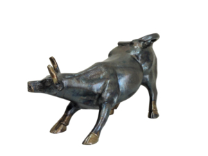 Artesign Figurine de taureau en fer et marbre, finition bronze anthracite, Statue d'ox de Wall Street, Décoration de bureau moderne - Product Image 3