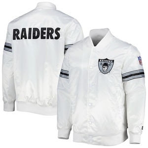 Chaqueta Bomber Blanca de los Oakland Raiders para Hombre, con Logotipo Bordado, Cuello Alto, Estilo Casual para Otoño - Product Image 1