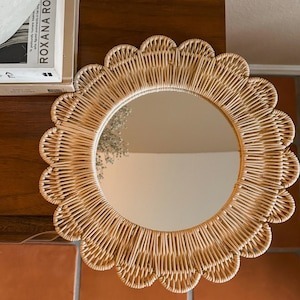 Handmade Rattan Round <b>Mirror</b> Bohemian Wall Decor Natural Weave Frame Decorative Boho Wall Hanging <b>Mirror</b> Made in Vietnam - Product Image 3