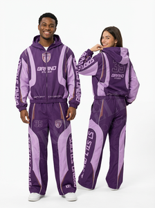 Conjunto Deportivo Urbano con Chaqueta con Capucha y Cremallera y Pantalones Cómodos, Ropa Deportiva Informal para Gimnasio y Fitness, Traje Deportivo de Nailon Resistente al Viento - Product Image 4